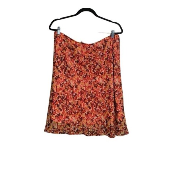 Colorful Skirt Womens Size 16 Orange Red Brown Flirty Pull On Flowy Beach Party - Picture 3 of 9